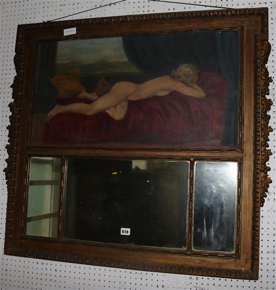 Mirror with female oil painting